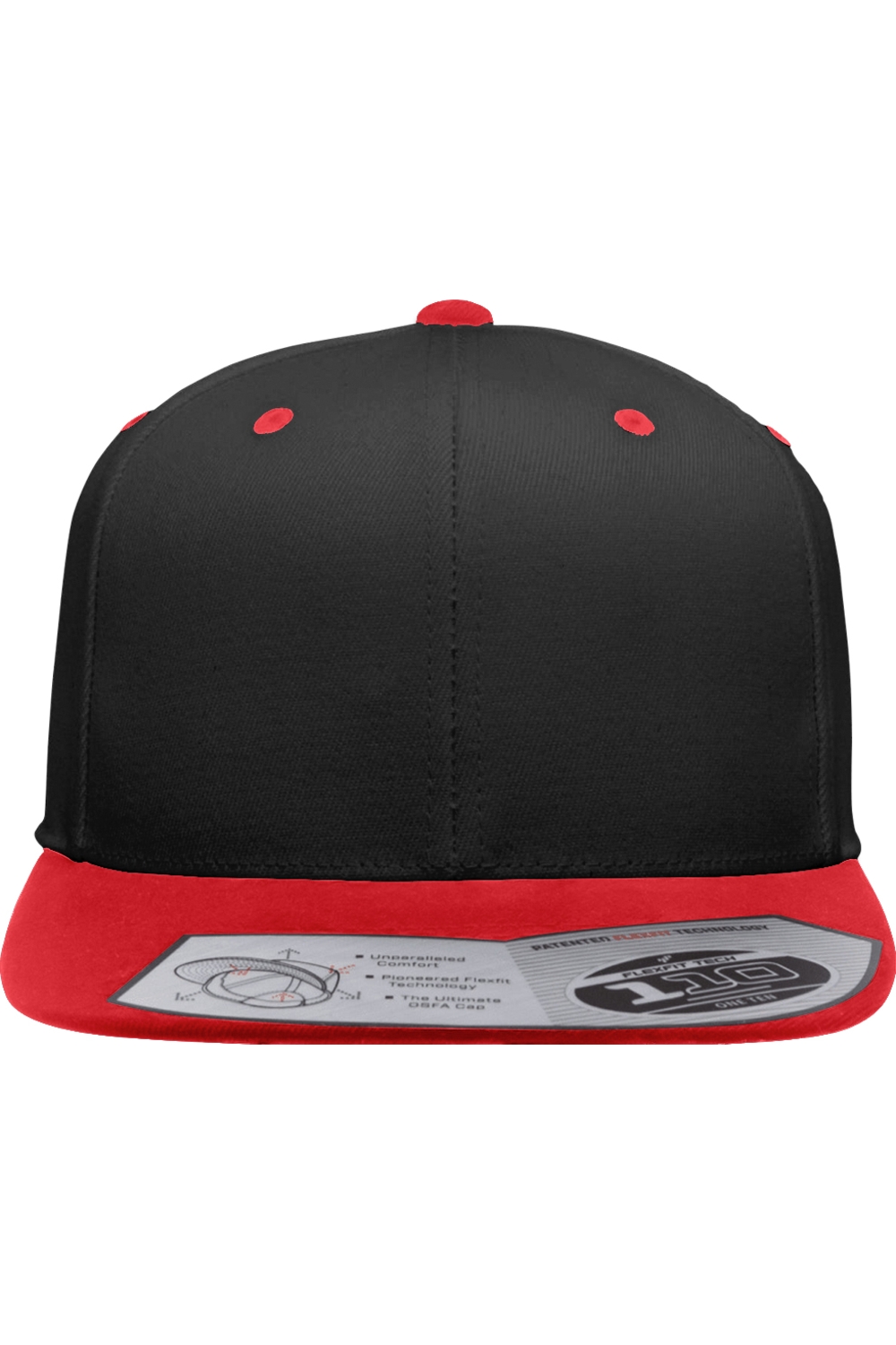 Flexfit Adult Wool Blend Snapback Two-Tone Cap in Black/ Red