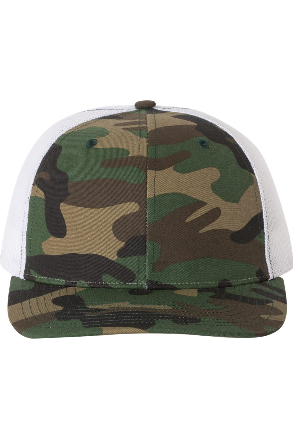 Richardson Patterned Snapback Trucker Cap in Army Camo/ White