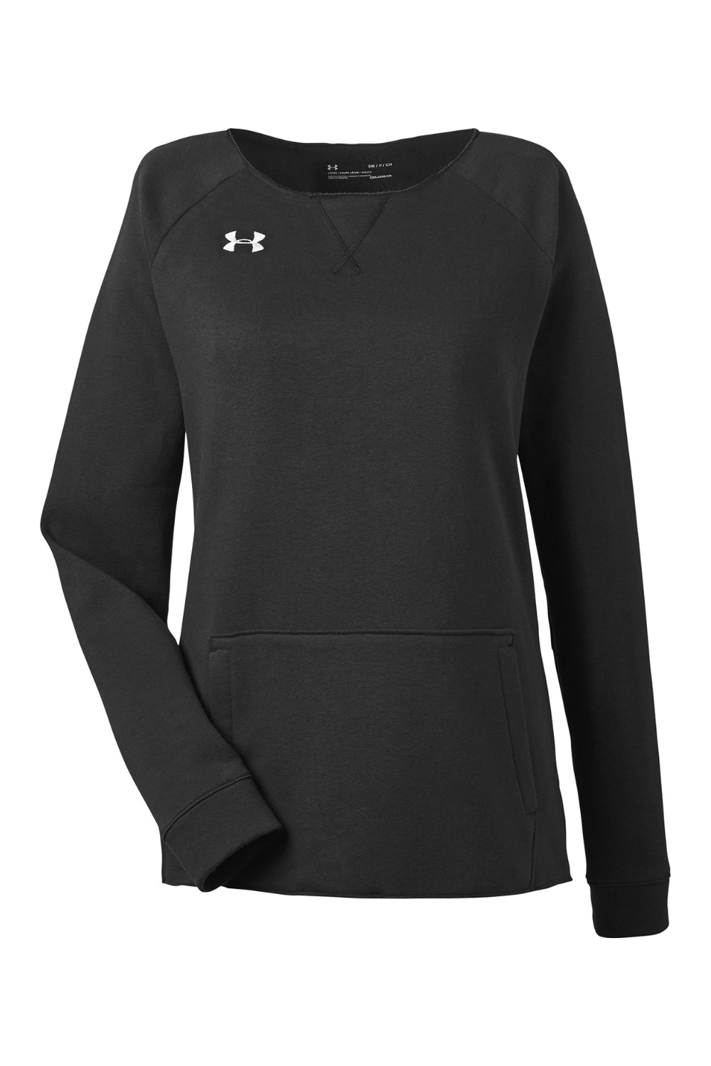 Under Armour Ladies' Hustle Fleece Crewneck  Sweatshirt in Black