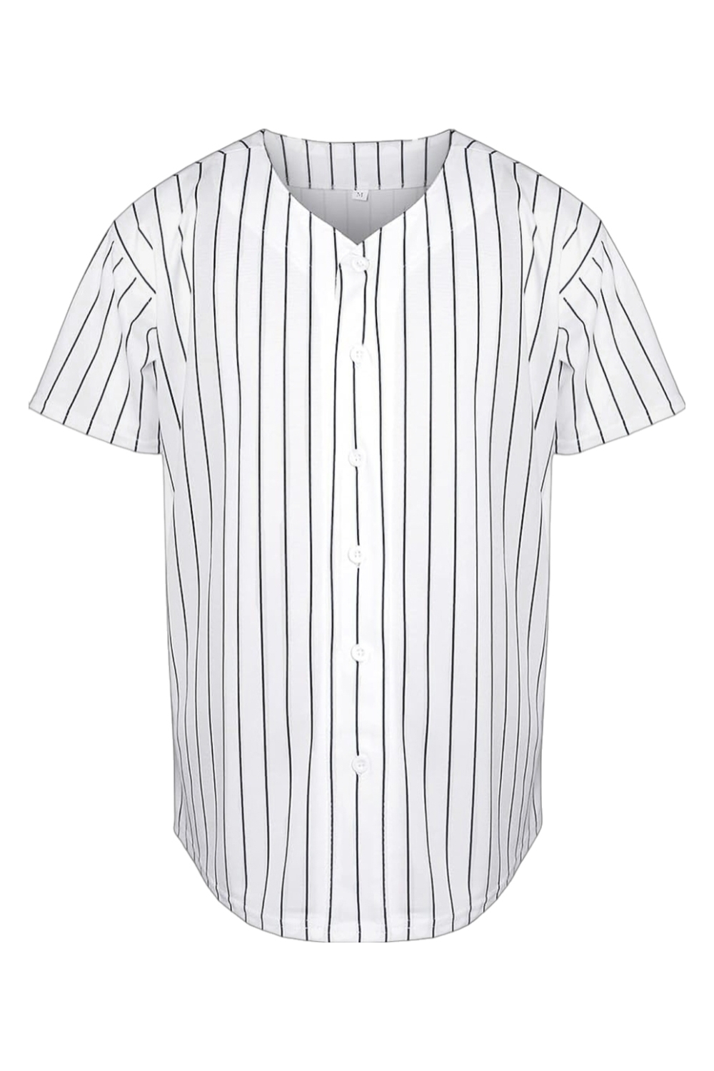 Augusta Sportswear Pinstripe Full Button Baseball Jersey in White/ Black