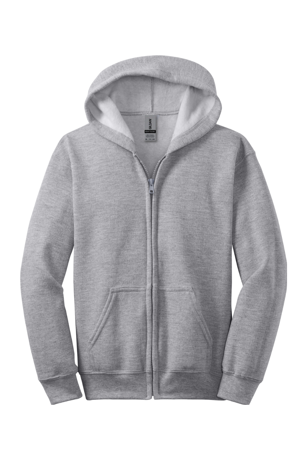 Youth Gildan Heavy Blend Full-Zip Hooded Sweatshirt in Sport Grey
