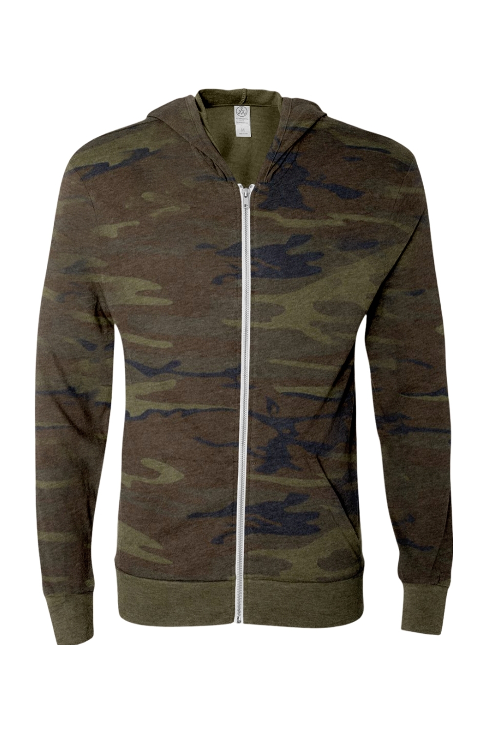 Alternative Eco-Jersey Full-Zip Hoodie in Camo/ Eco True Olive