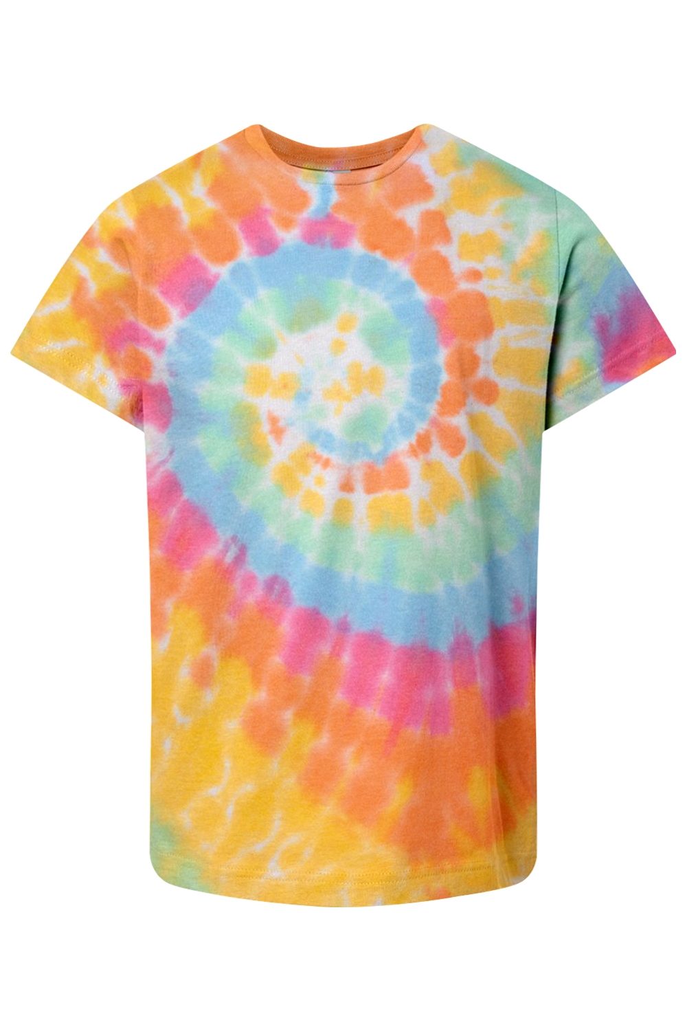 Dyenomite Youth Multi-Color Spiral Tie-Dyed T-Shirt in Aerial Spiral