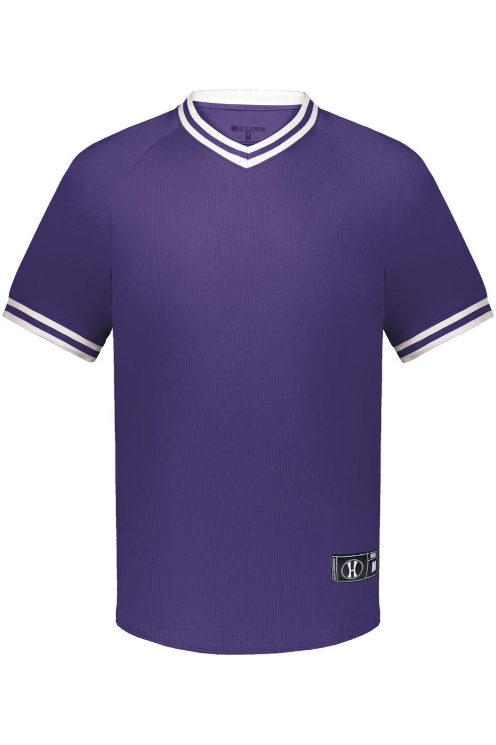 Dropship - Holloway - Retro V-Neck Baseball Jersey in Purple/ White