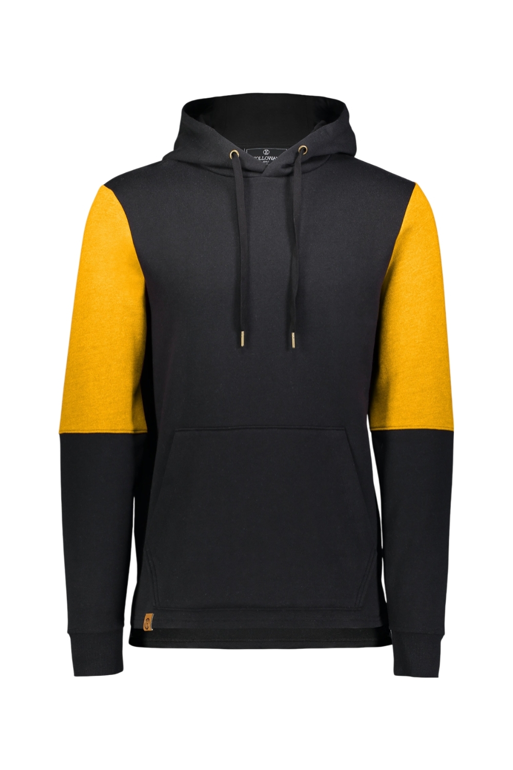 Holloway All-American Team Fleece Colorblocked Hooded Sweatshirt in Black/ Gold Heather