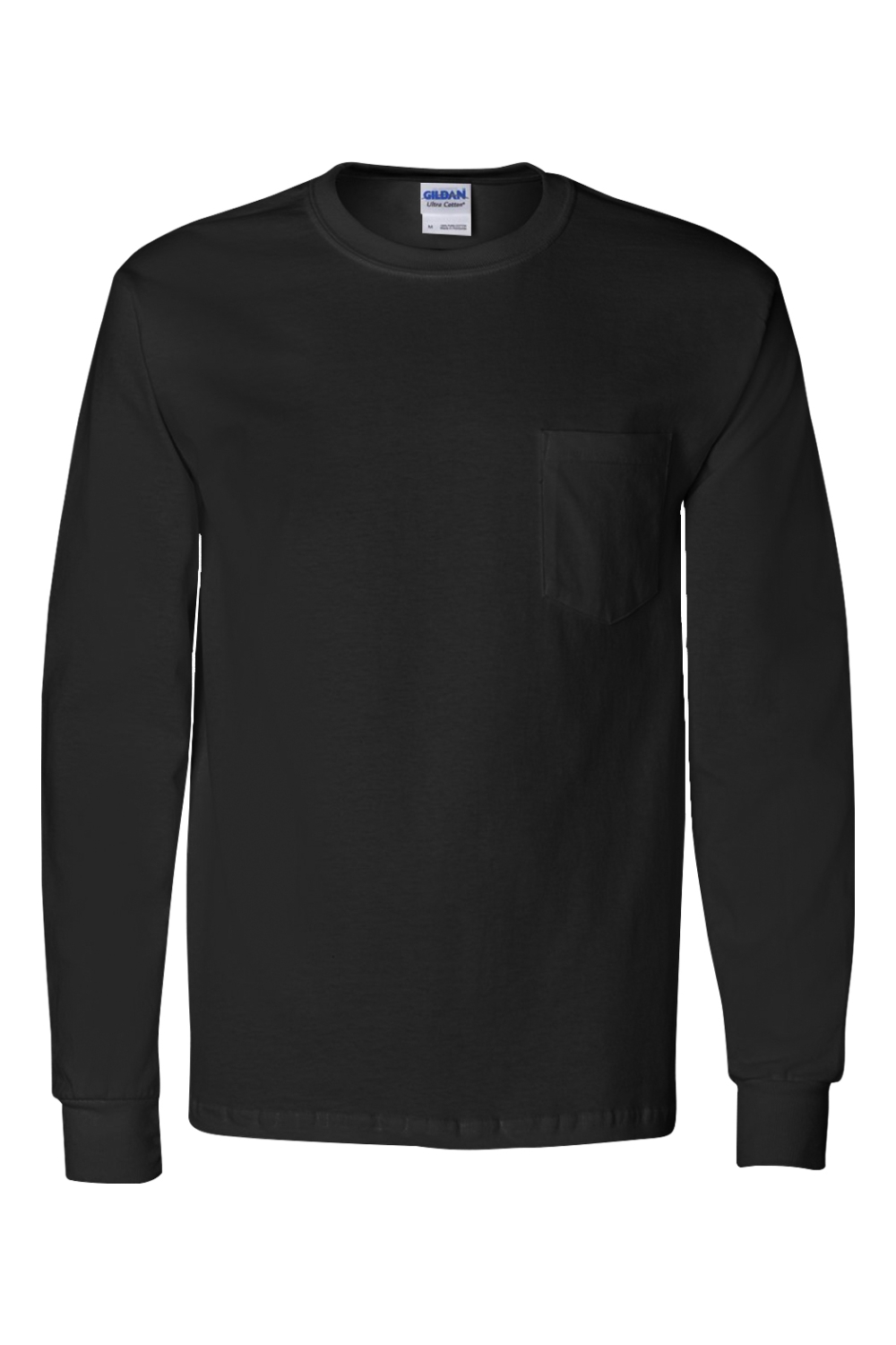 Gildan Ultra Cotton Long Sleeve Pocket T-Shirt in Black