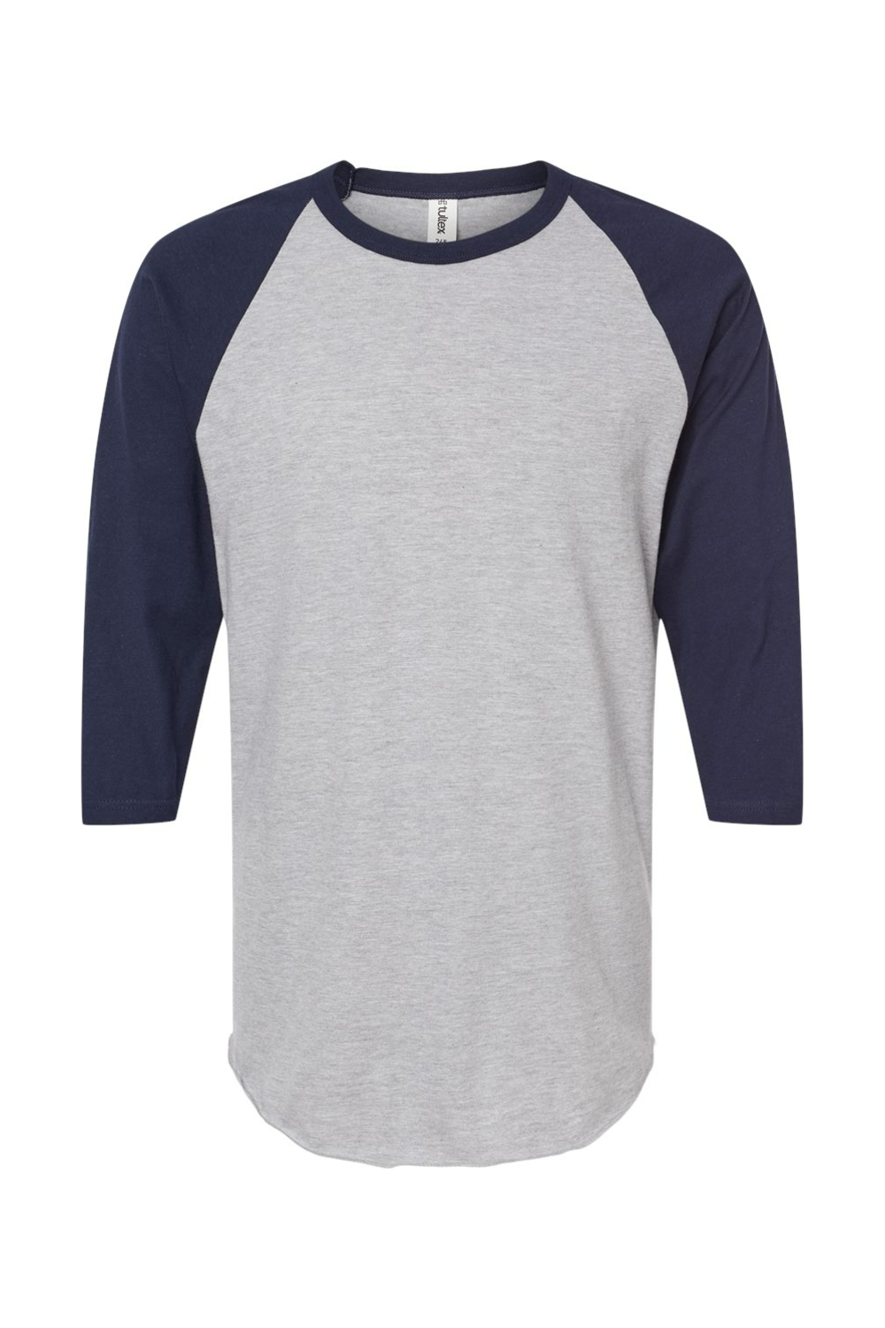 Tultex Unisex Fine Jersey Raglan T-Shirt in Heather Grey/ Navy