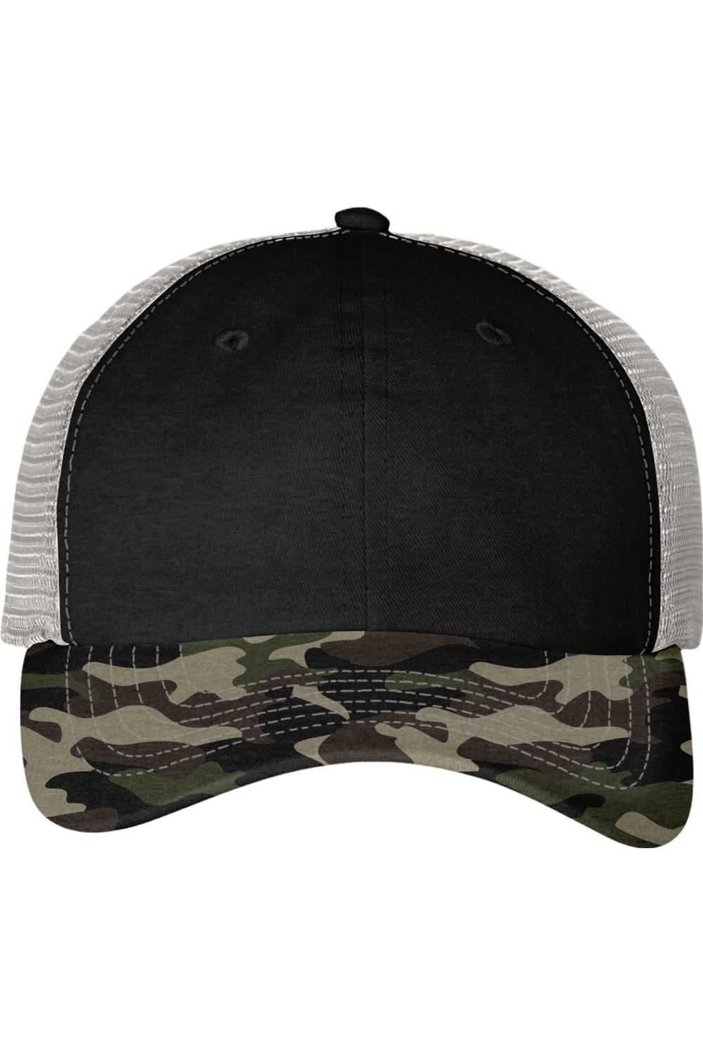 Sportsman Contrast-Stitch Mesh-Back Cap in Black/ Camo/ Stone