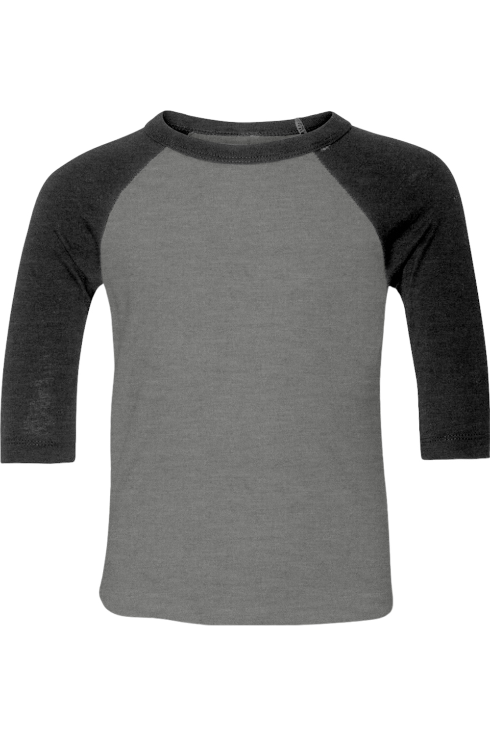 BELLA + CANVAS Toddler Three-Quarter Sleeve Baseball Tee in Grey/ Charcoal Black Triblend