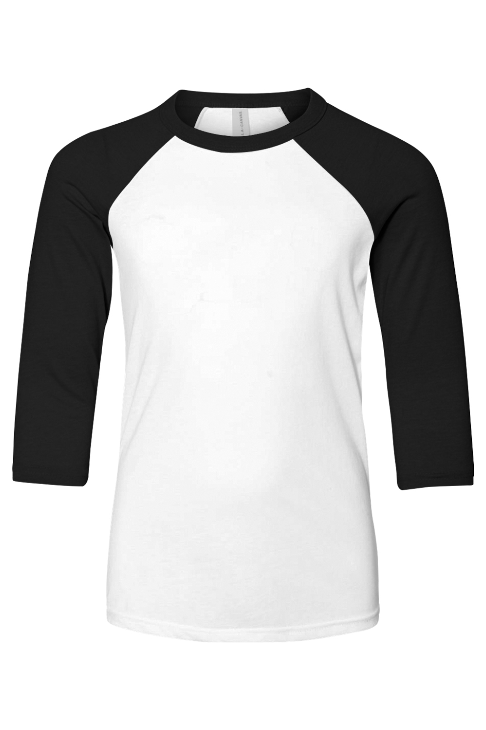 BELLA + CANVAS Youth Three-Quarter Sleeve Baseball Tee in White/ Black