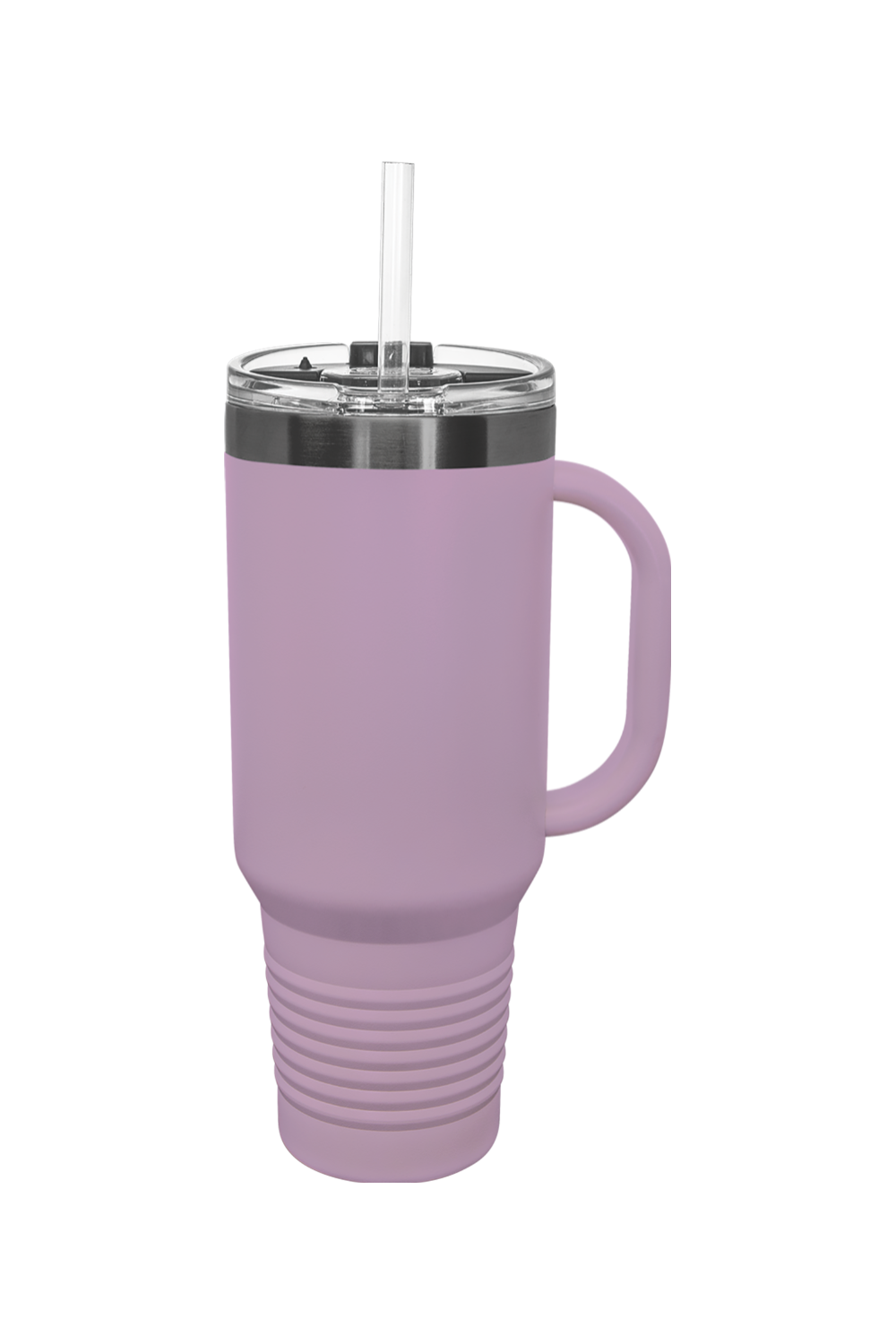 40 oz. ION-Plated Travel Mug with Handle, Straw Included in Moody Lilac/ Ghost Black