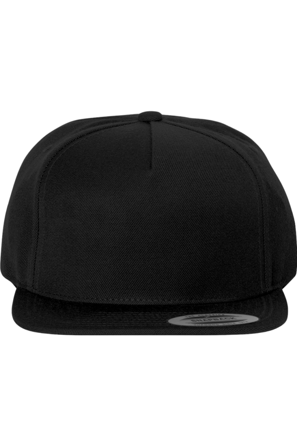 Yupoong Adult Premium Five-Panel Snapback Cap in Black
