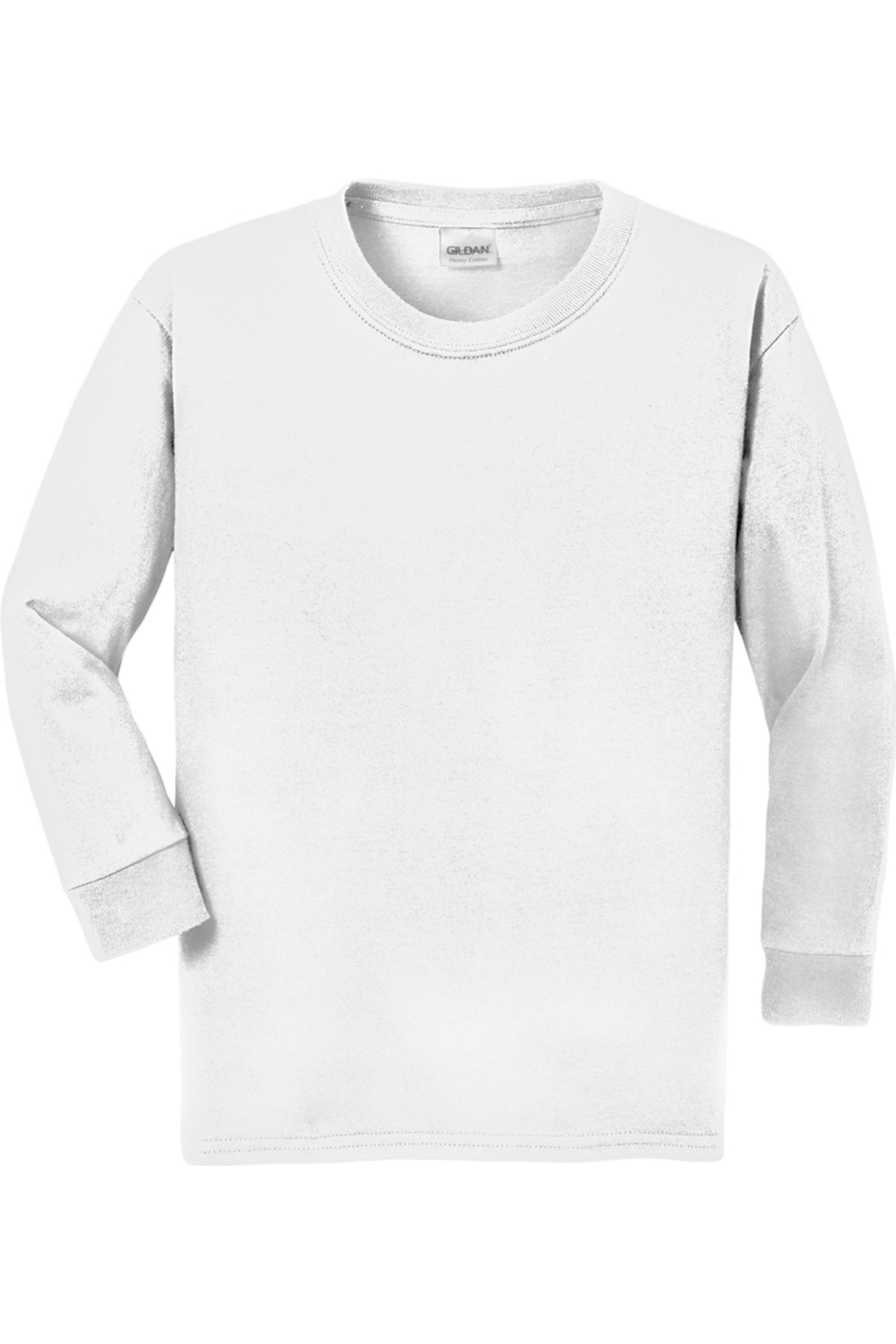 Youth Gildan Heavy Cotton 100% Cotton Long Sleeve T-Shirt in White