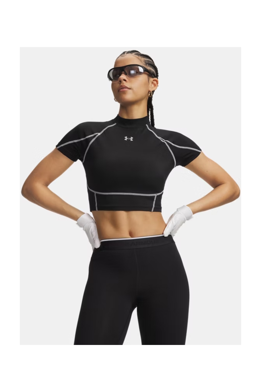 Under Armour Women's Heatgear Elite Crop Mock Short Sleeve