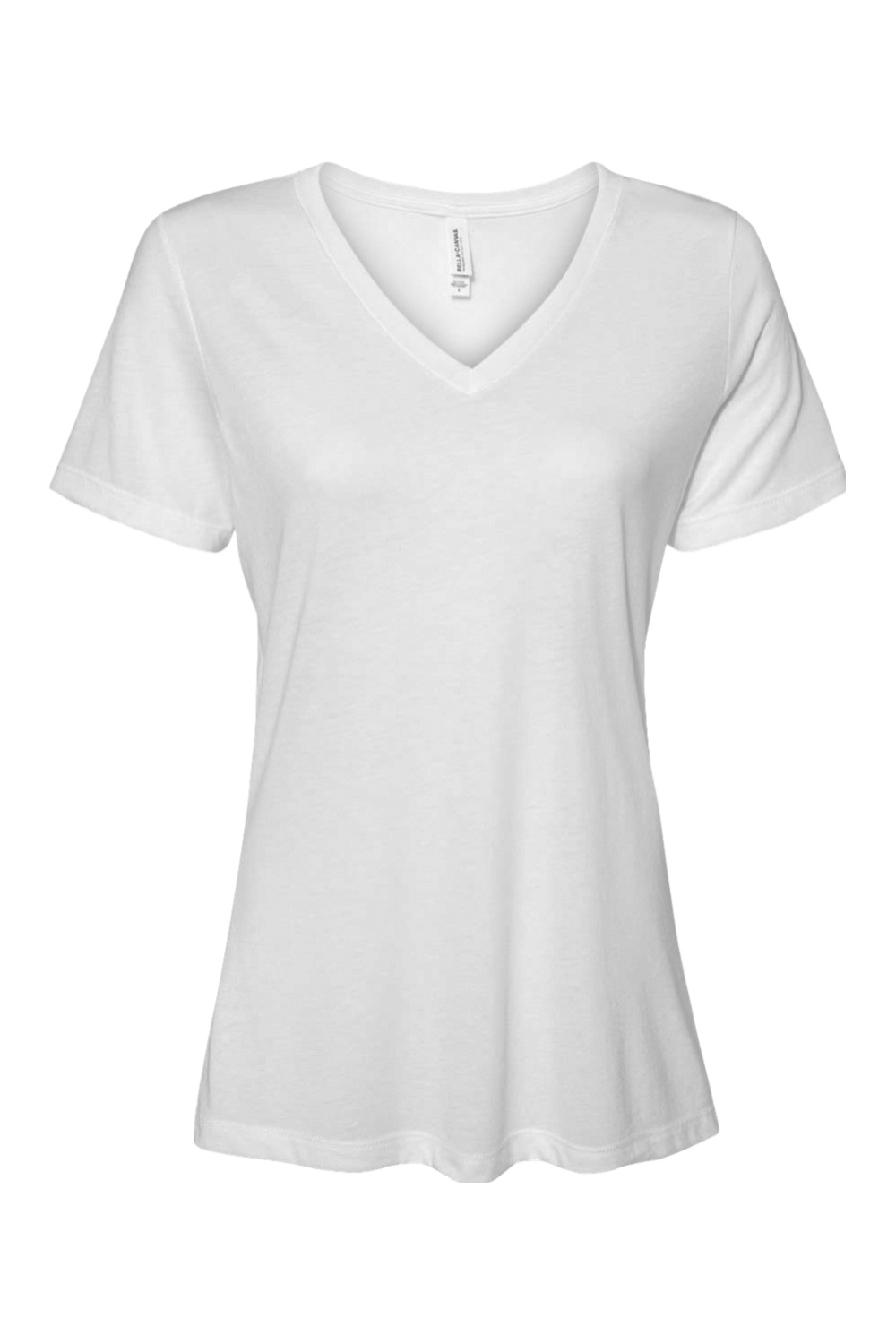 Bella + Canvas Women’s Relaxed Jersey Short Sleeve V-Neck T-Shirt in White