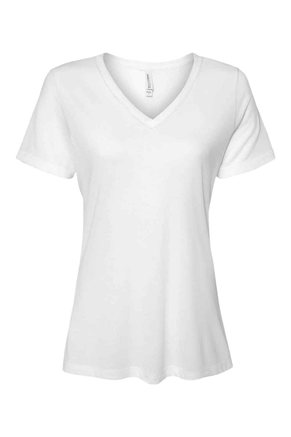 Bella+Canvas Women's Relaxed Triblend Short Sleeve V-Neck Tee in Solid White Triblend