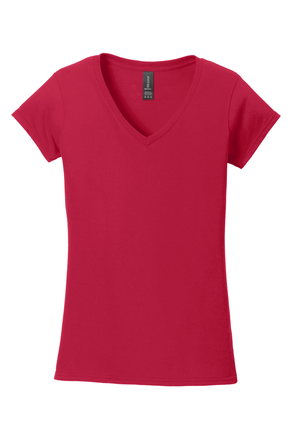 Gildan Softstyle Ladies Fit V-Neck T-Shirt in Cherry Red