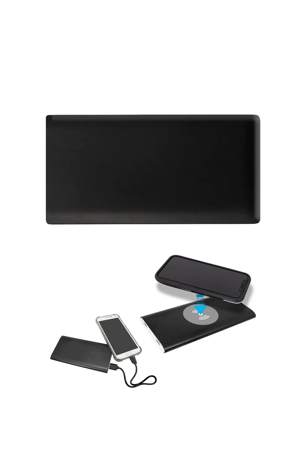 Power Bank & Wireless Anodized Aluminum Charger in Black