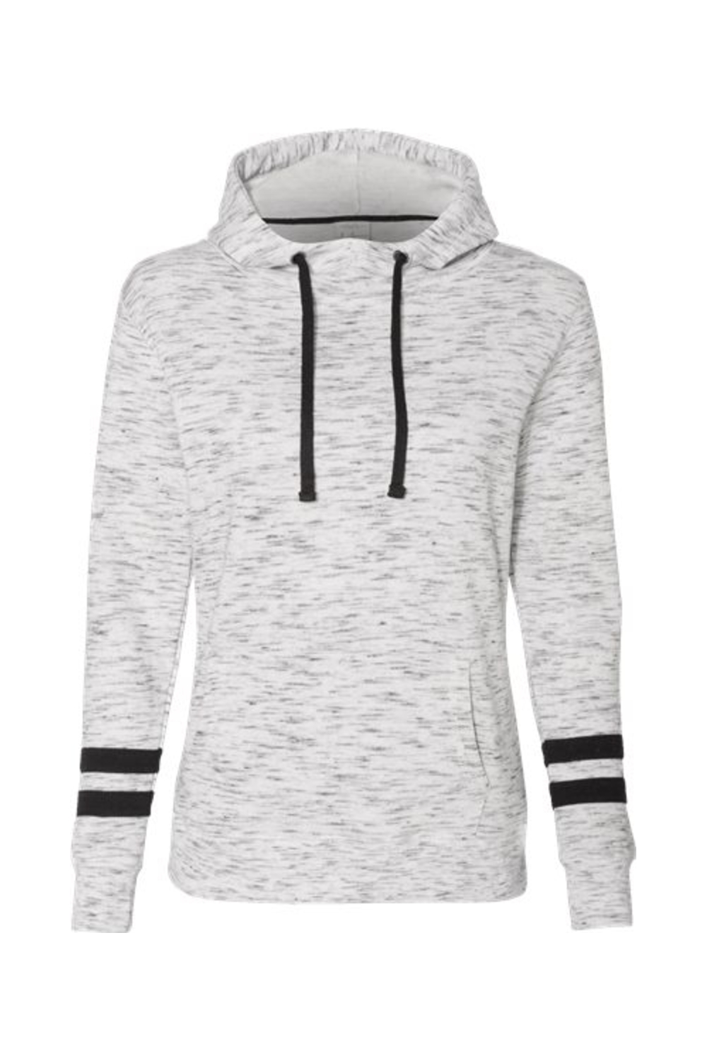 J. America Women’s Mélange Fleece Striped-Sleeve Hooded Sweatshirt