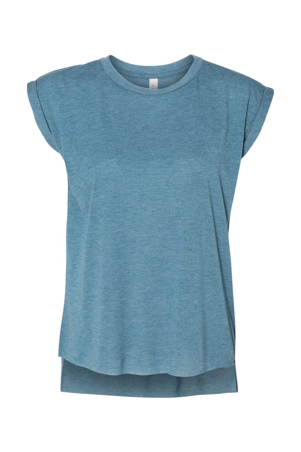 BELLA + CANVAS Women’s Flowy Rolled Cuffs Muscle Tee in Heather Deep Teal