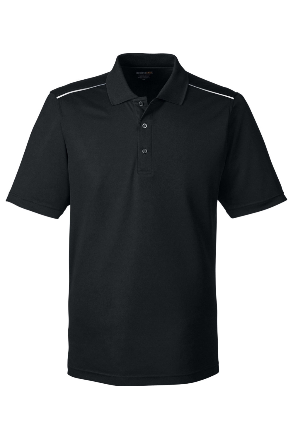 CORE365 Men's Radiant Performance Piqué Polo with Reflective Piping in Black