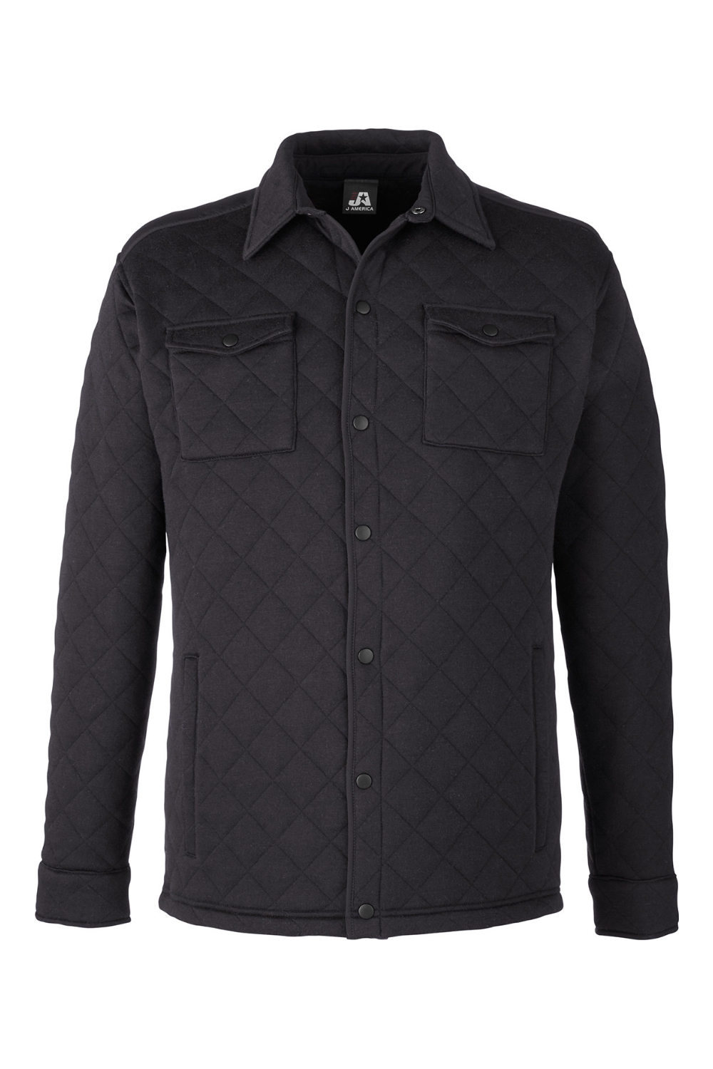 J America Adult Quilted Jersey Shirt Jacket in Black