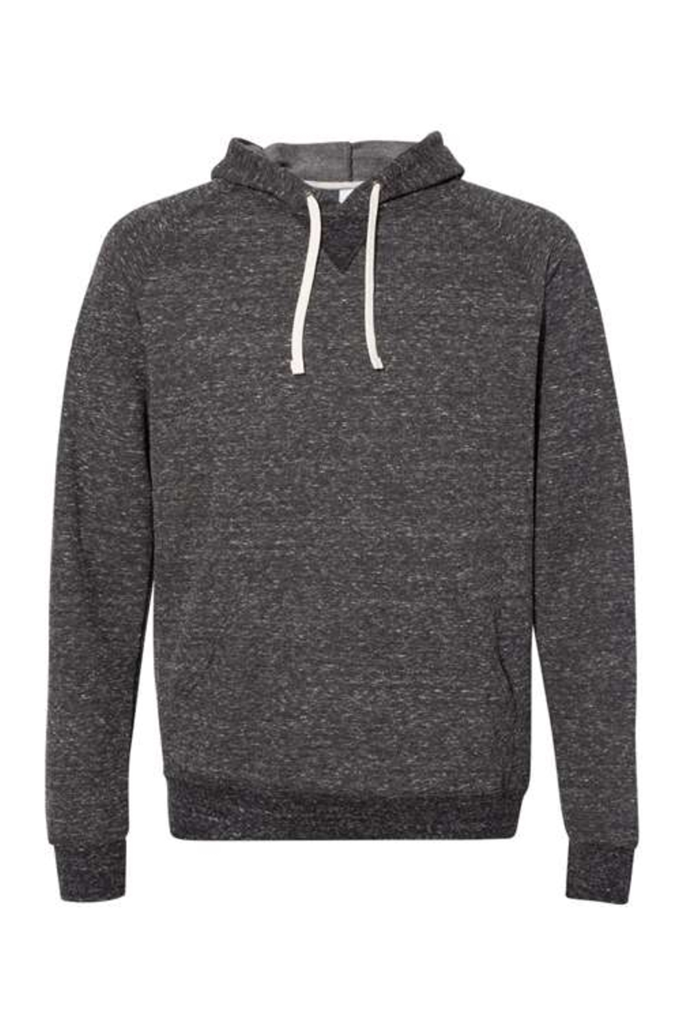 Jerzees Snow Heather French Terry Raglan Hooded Sweatshirt in Black Ink