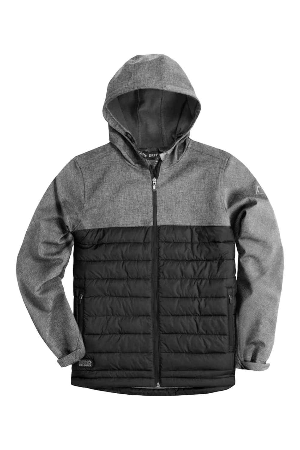 Dri Duck Women's Vista Soft Shell Puffer Jacket in Black Heather/ Black