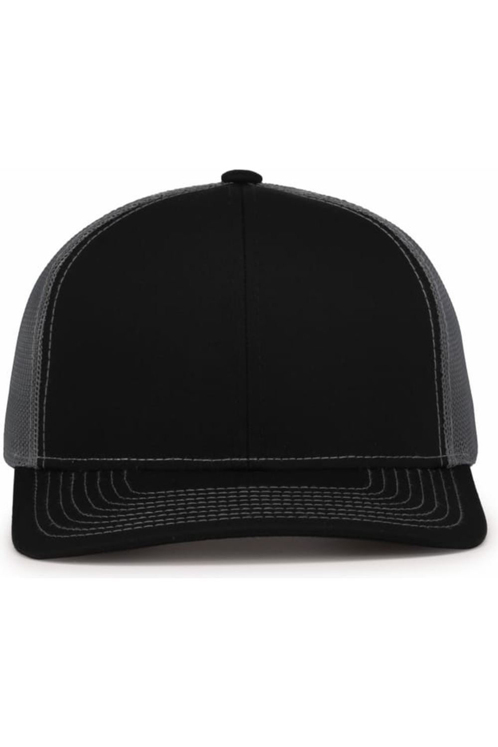 Pacific Headwear Contrast Stitch Trucker Snapback 104S in Black/Graphite/Black