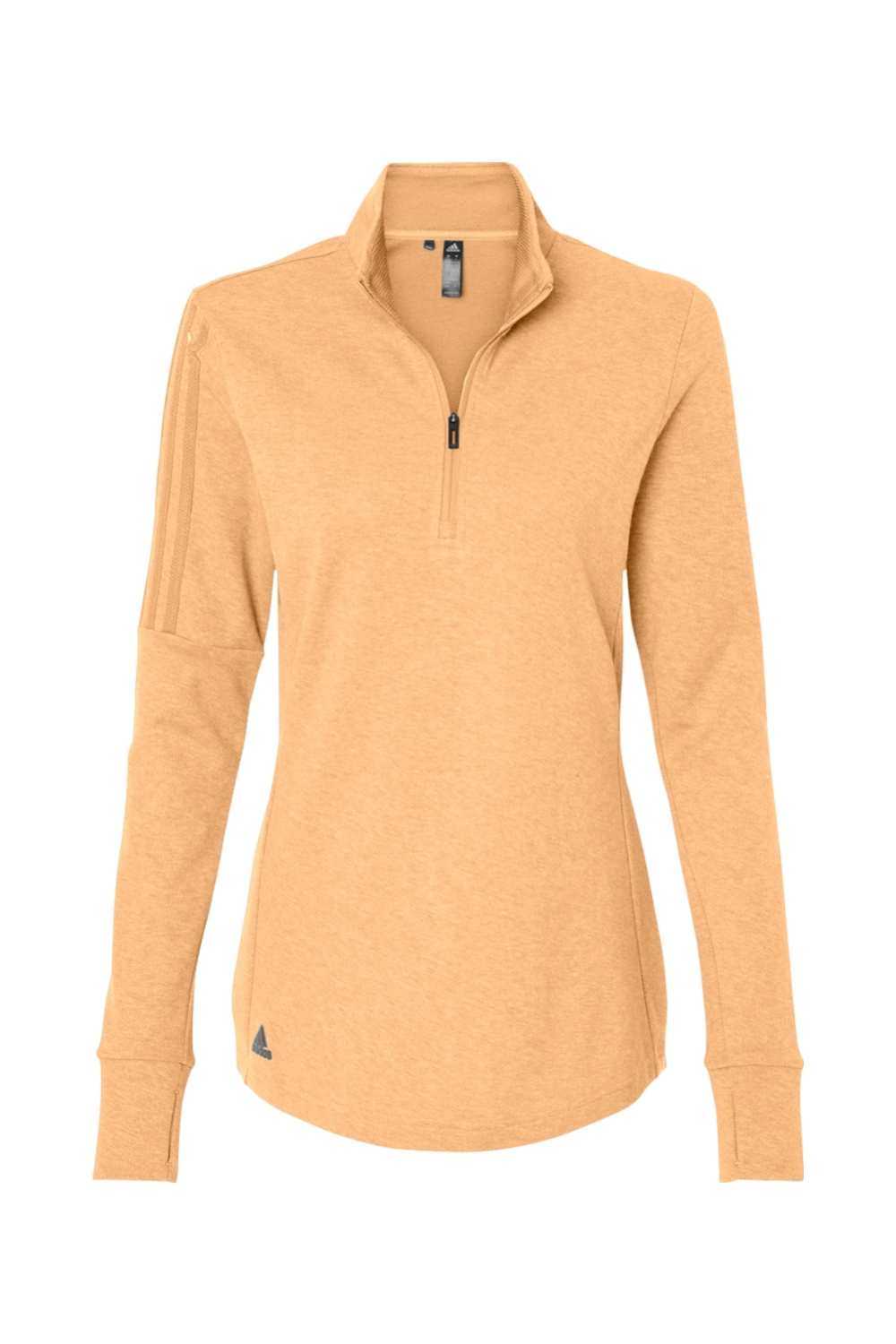Adidas Women's 3-Stripes Quarter-Zip Sweater in Acid Orange Melange