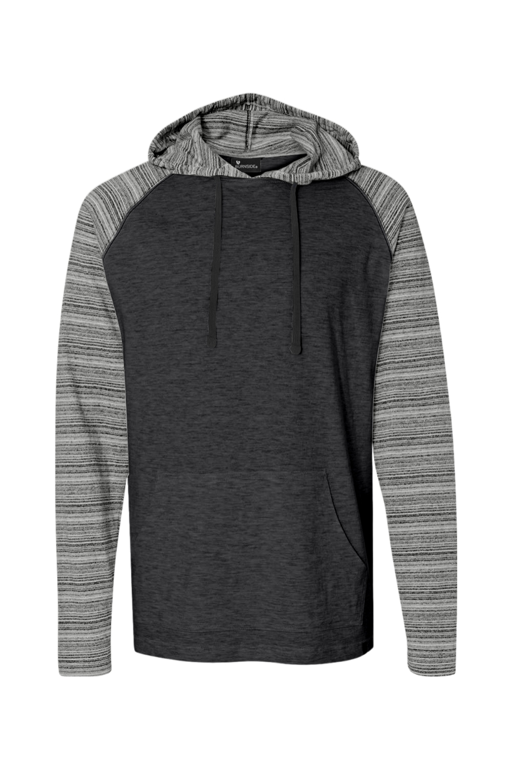 Burnside Yarn-Dyed Raglan Hooded Pullover in Heather Charcoal/ Charcoal Stripe