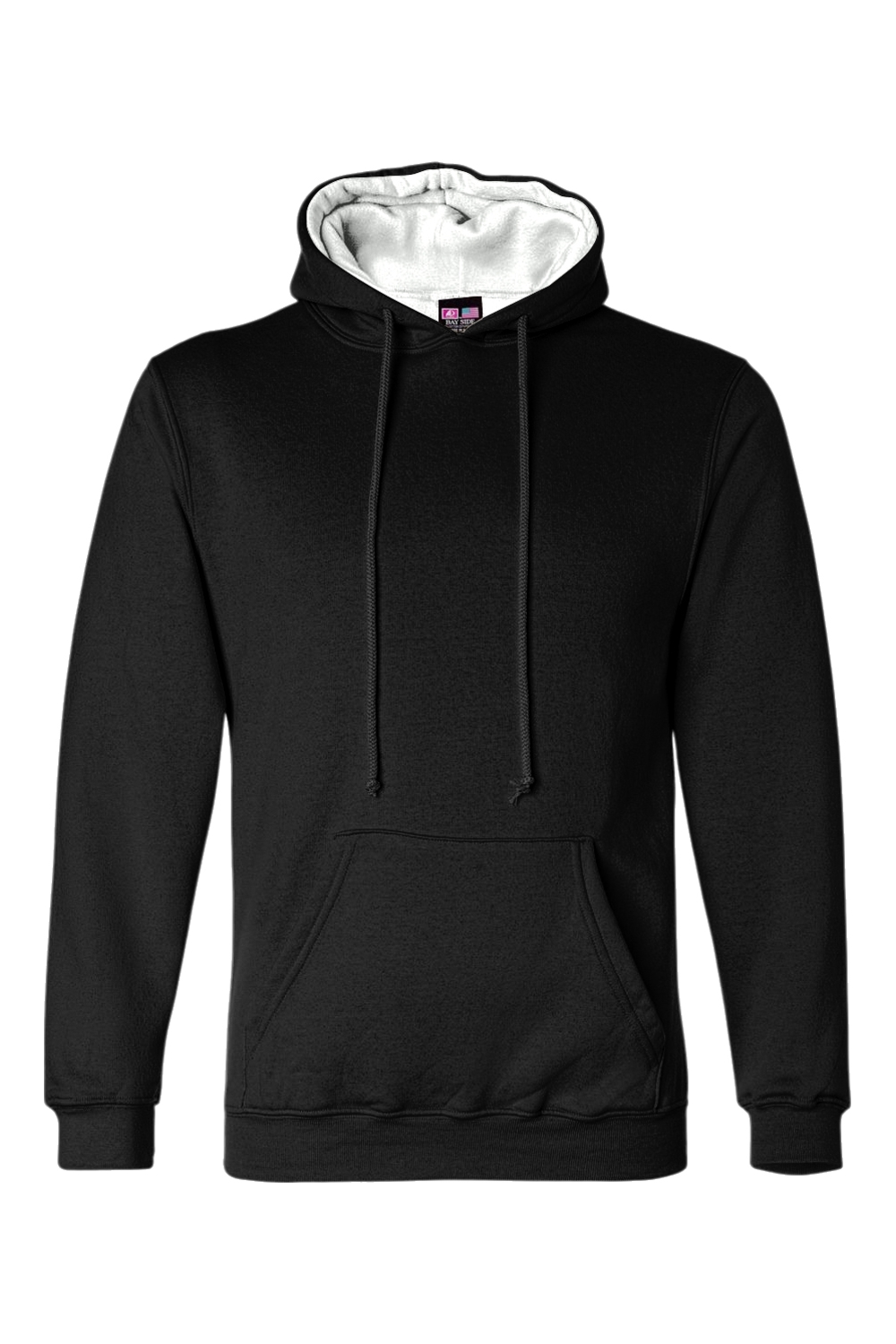 Bayside USA-Made Super Heavy Thermal Lined Hooded Sweatshirt in Black/ Cream