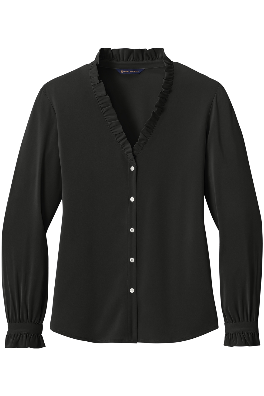 Brooks Brothers Women's Long Sleeve Ruffle Collar Blouse