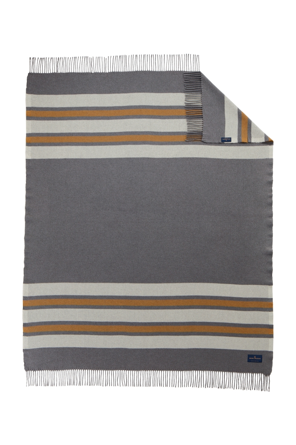 Brooks Brothers Heritage Blanket in Shadow Grey/ Marshmallow/ Tan