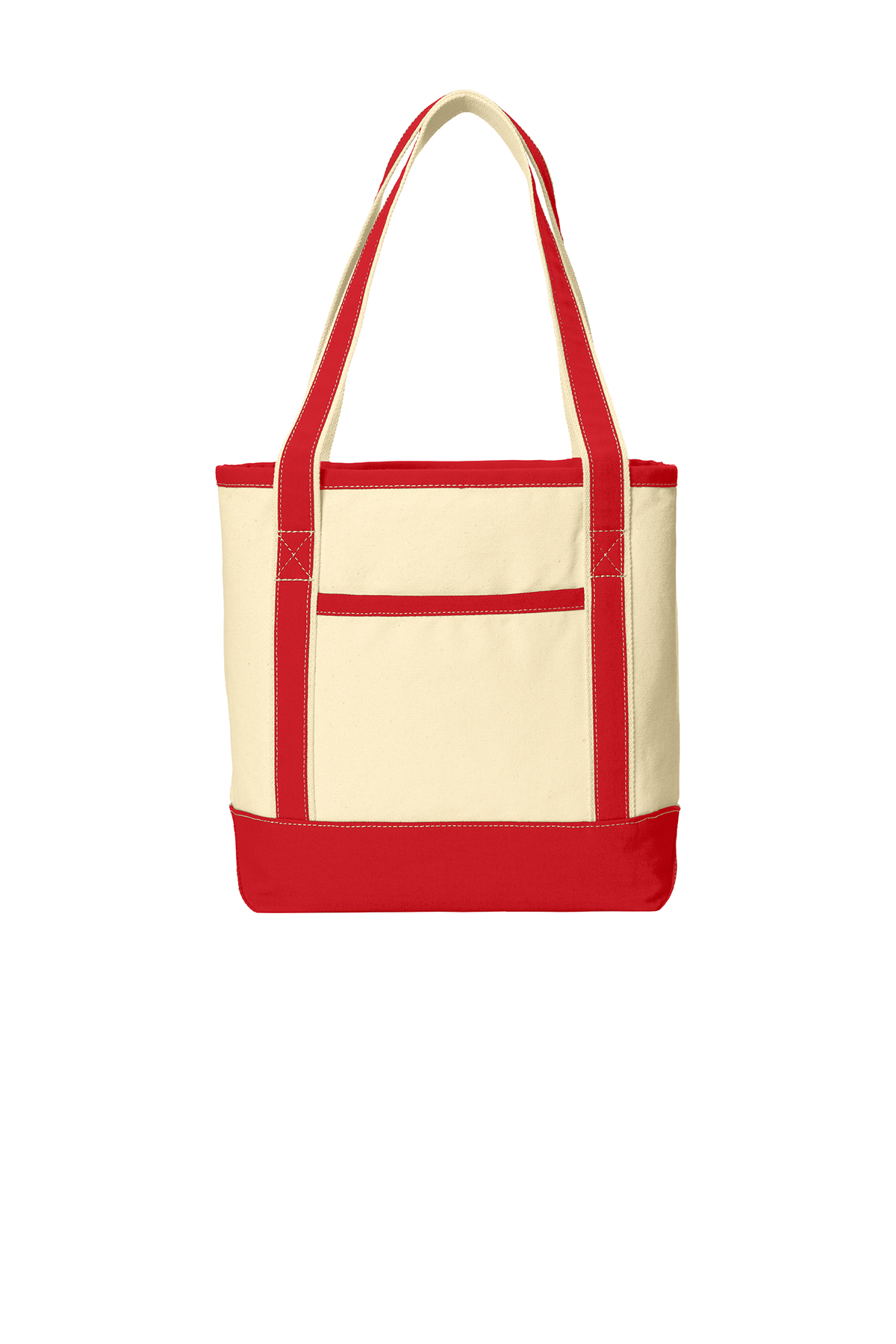 Port Authority Medium Cotton Canvas Boat Tote in Natural/ Red