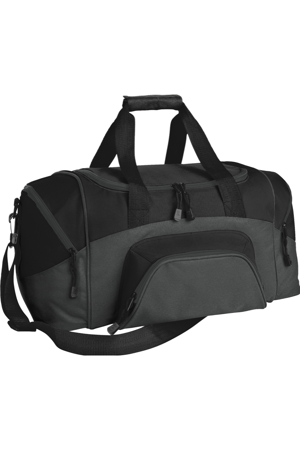 Port Authority Small Colorblock Sport Duffel in Black/ Dark Charcoal