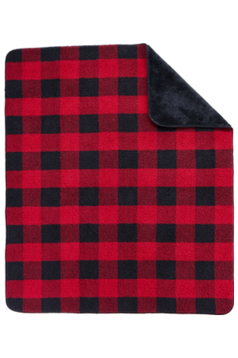 Port Authority Double-Sided Sherpa/Plush Blanket in Black/ Red Buffalo Plaid