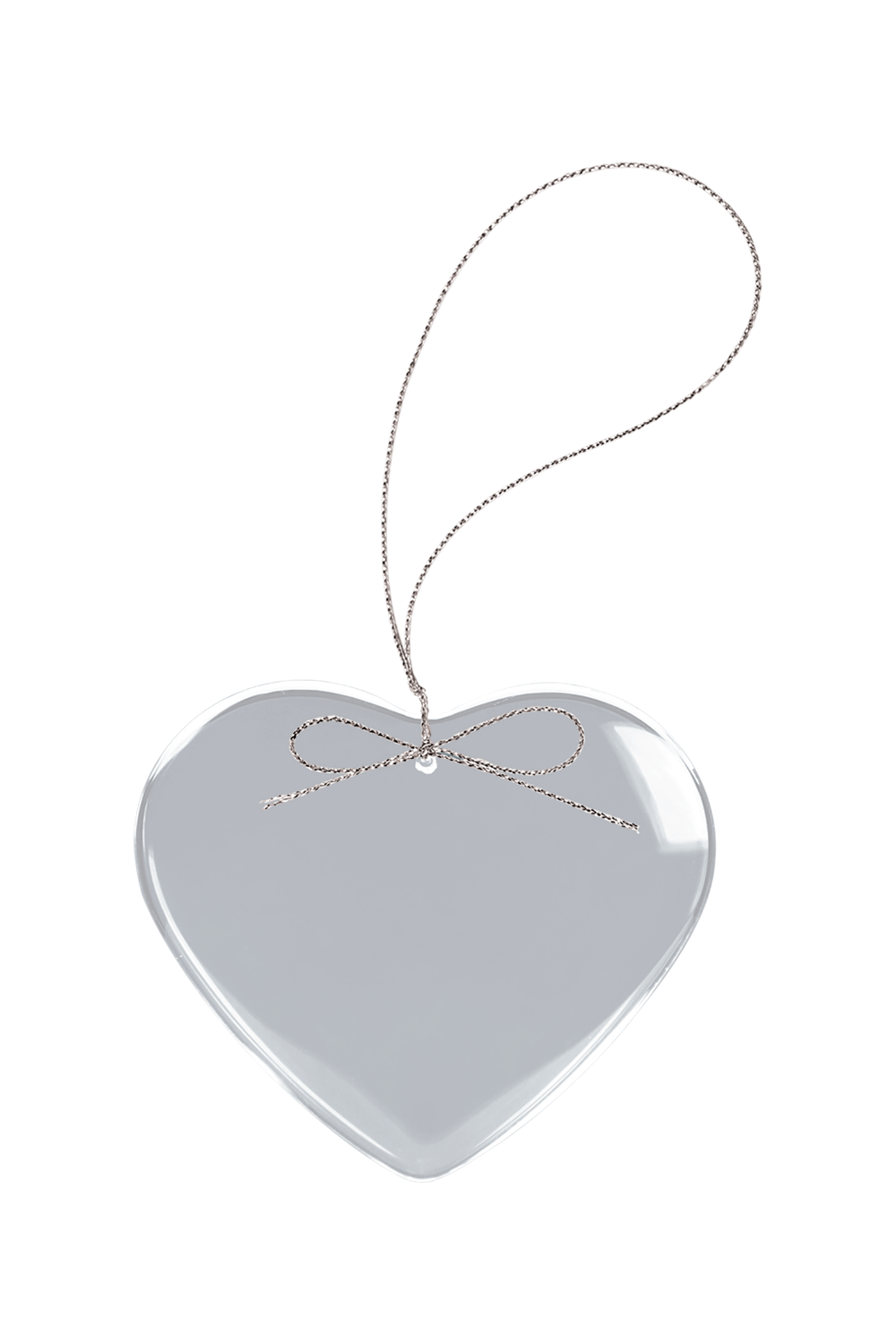 3" Clear Heart Glass Ornament with Silver String in Clear