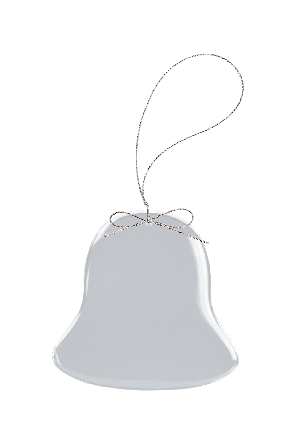 3" Clear Bell Glass Ornament with Silver String in Clear