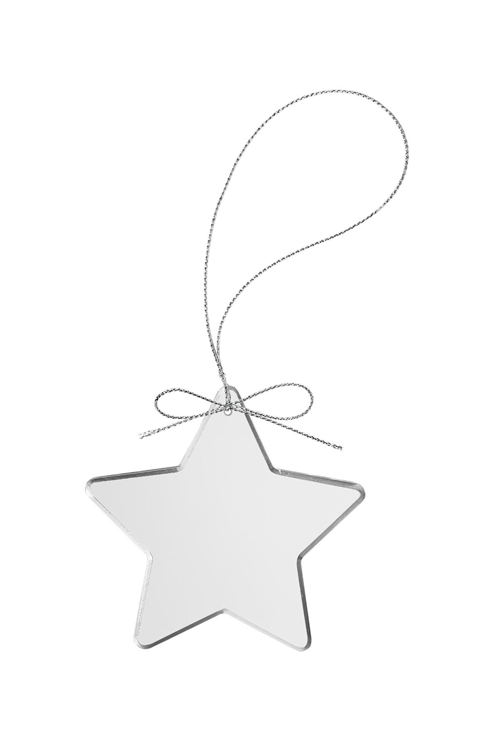 3 1/4" Clear Star Glass Ornament with Silver String in Clear