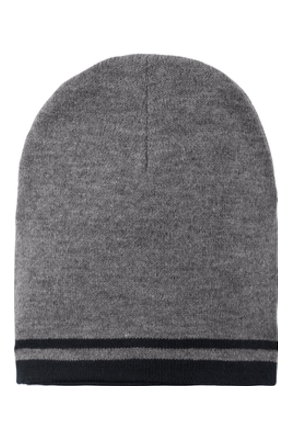 Port & Company Fine Knit Skull Cap with Stripes in Athletic Oxford/ Black