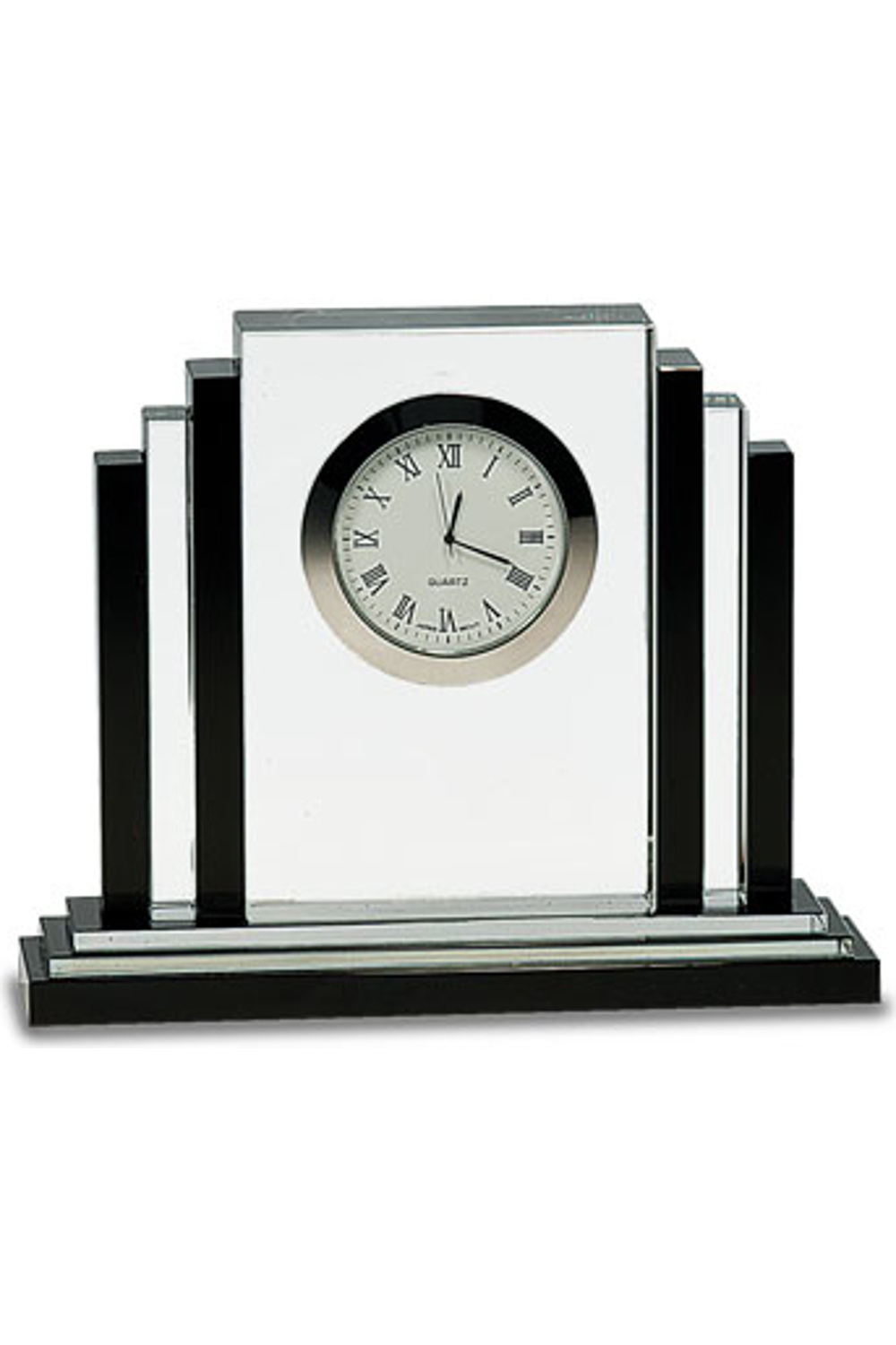 6" Clear Crystal with Clock and Black Crystal Trim