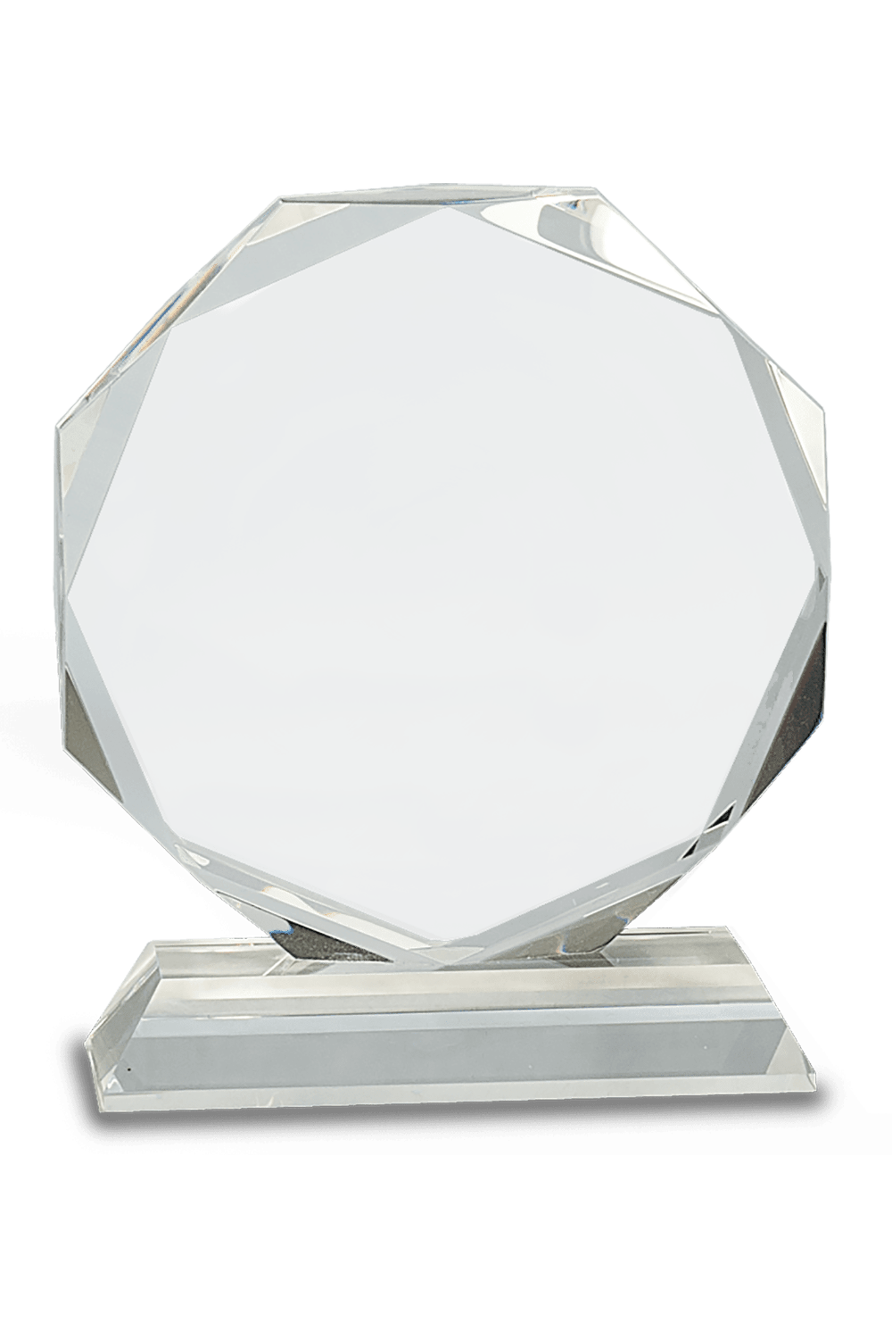6" Clear Crystal Octagon on Clear Pedestal Base