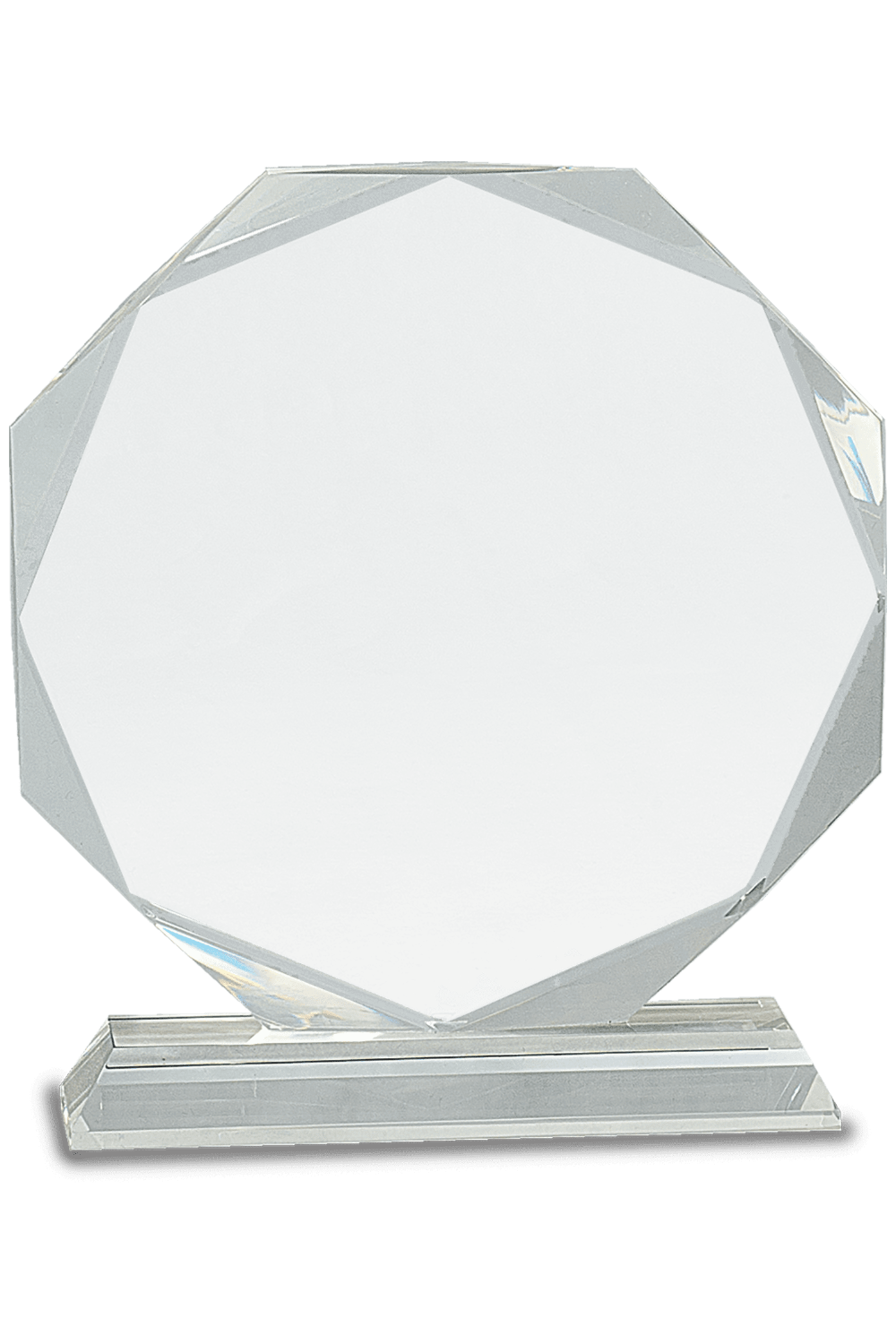 8" Clear Crystal Octagon on Clear Pedestal