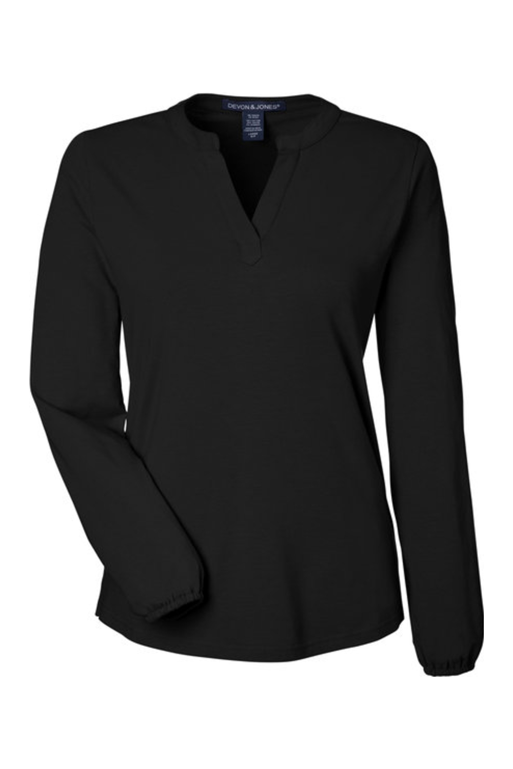 Devon & Jones Ladies' Raleigh Half-Placket Knit Top in Black