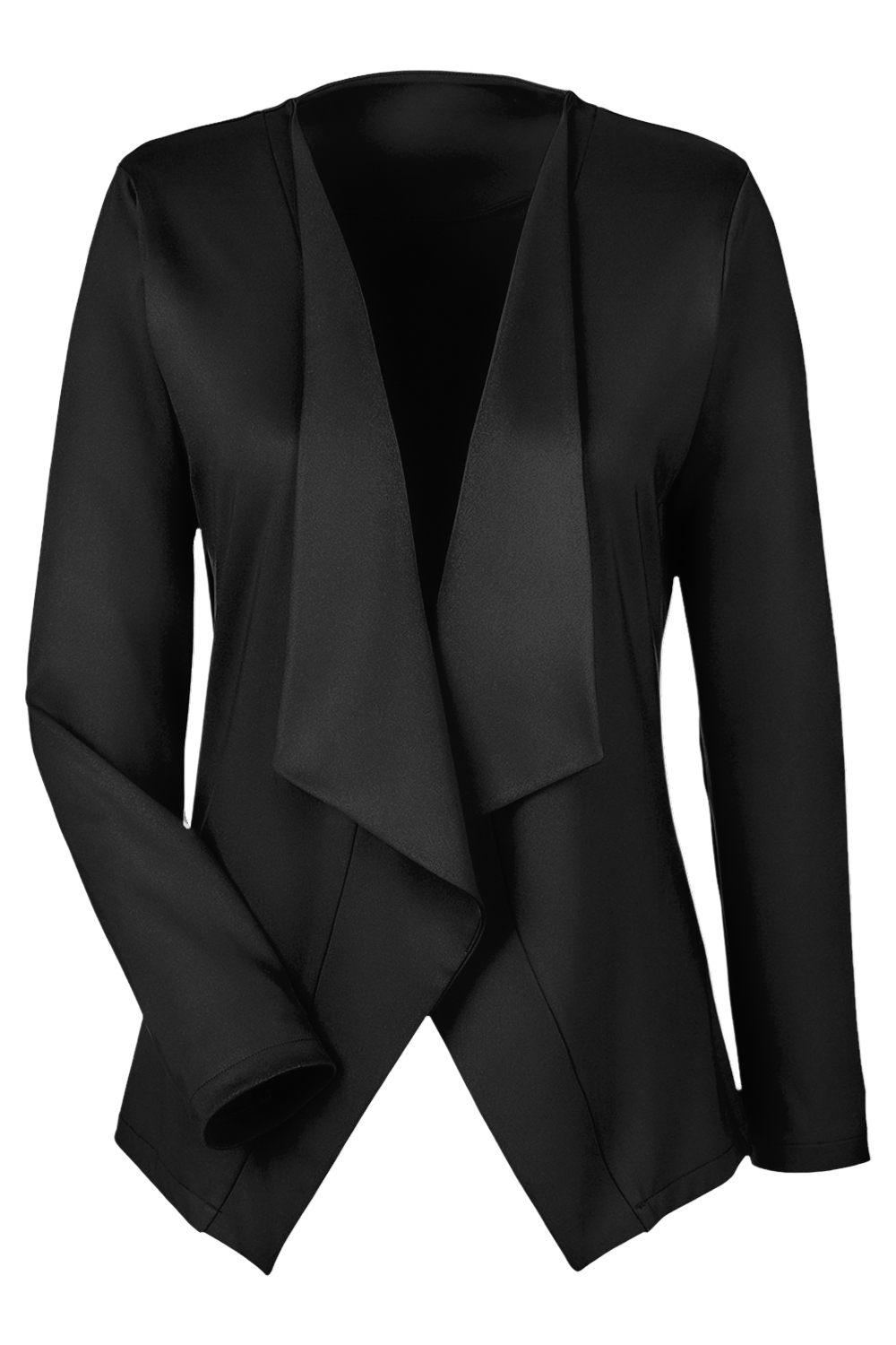 Devon & Jones Ladies' Perfect Fit Draped Open Blazer in Black