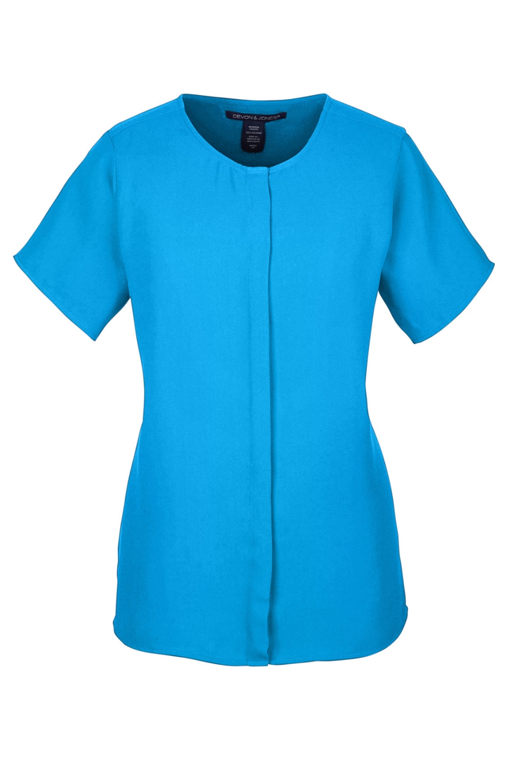 Devon & Jones Ladies' Perfect Fit  Short-Sleeve Crepe Blouse in Ocean Blue