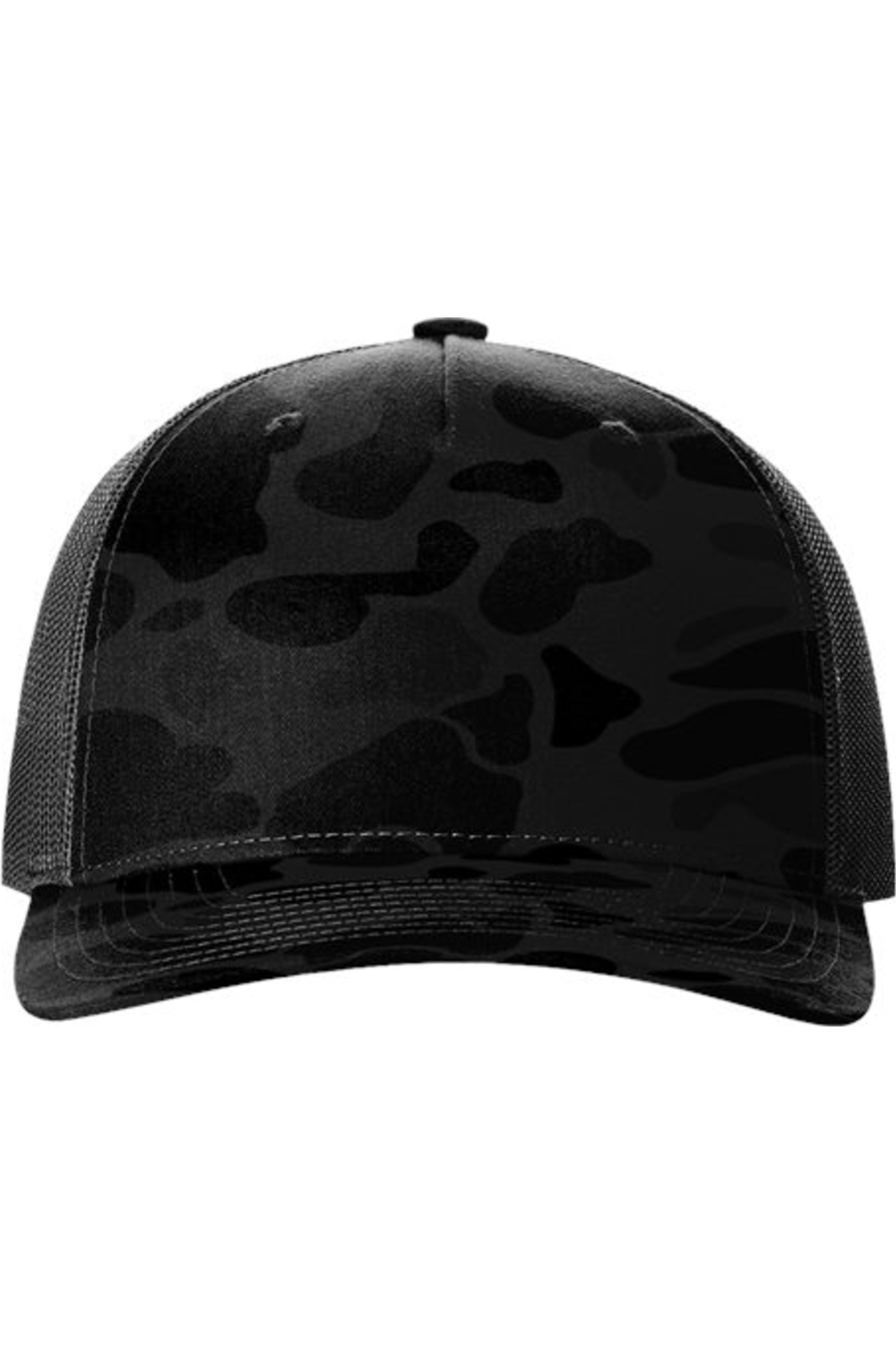 Dropship Richardson Printed Five-Panel Trucker Cap in Sable Duck Camo/ Black