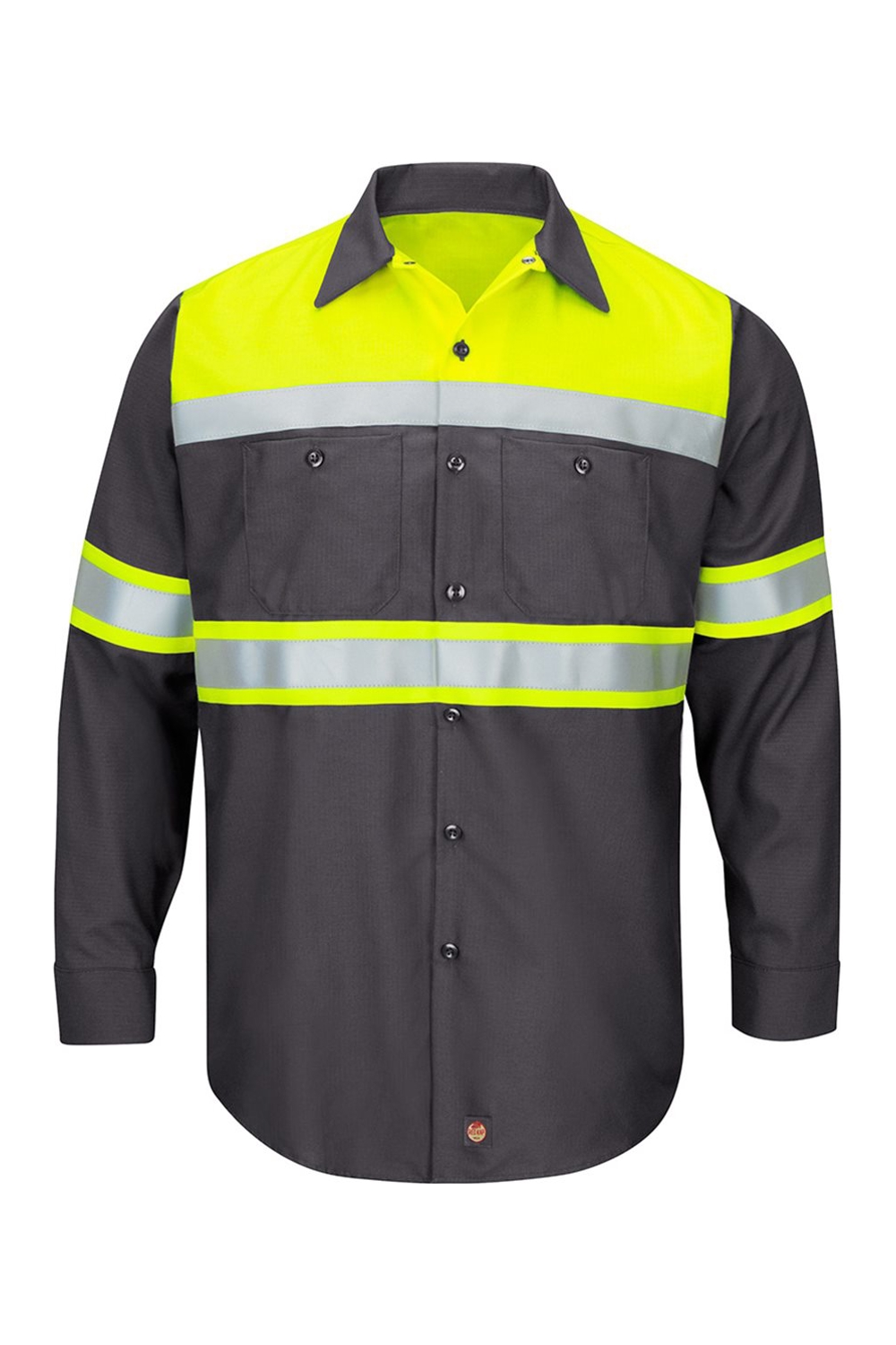 Drop Ship Red Kap Men's Hi-Visibility Colorblock Ripstop Long Sleeve Work Shirt