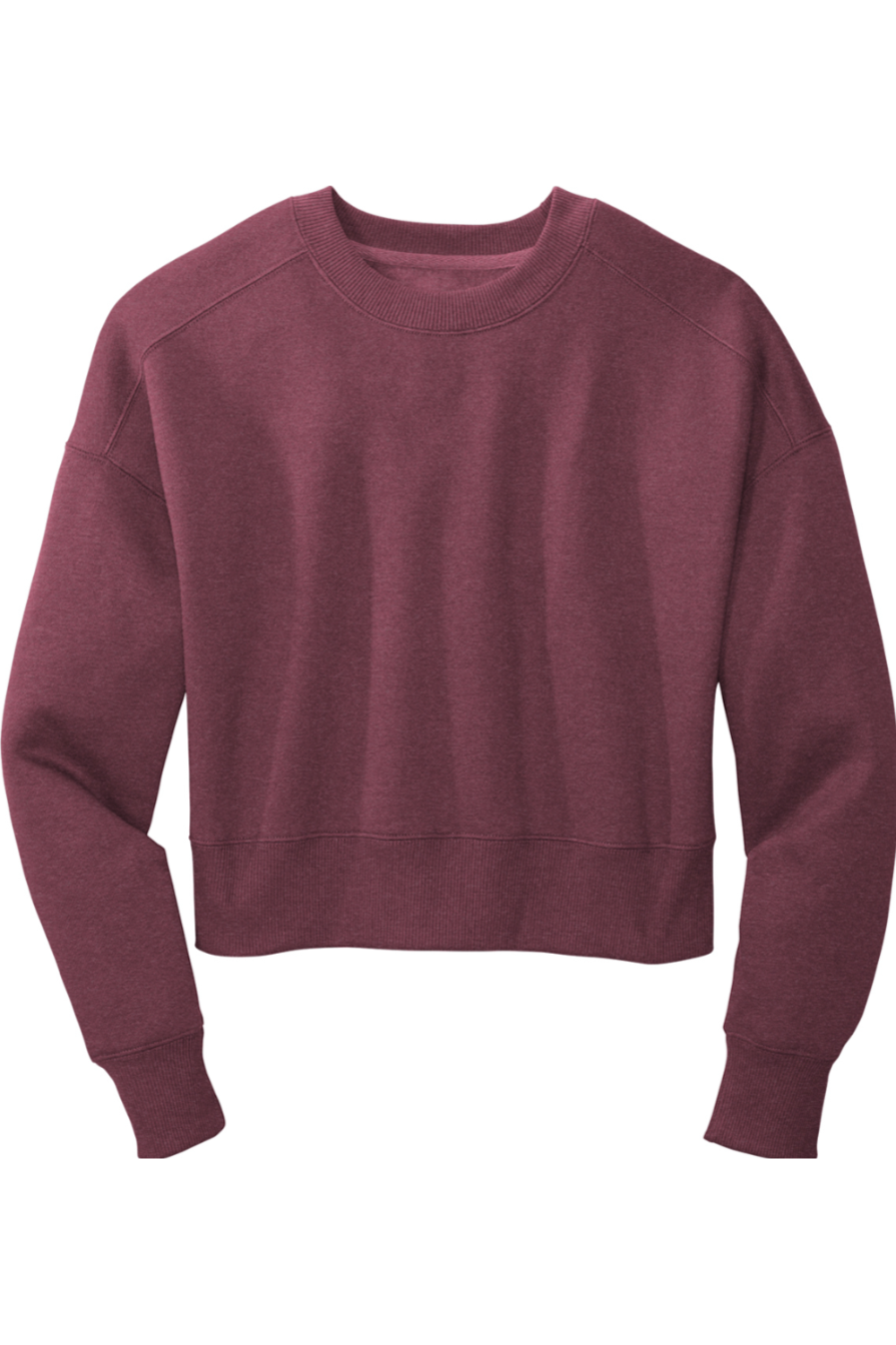 District Women’s Perfect Weight Fleece Cropped Crew in Heathered Loganberry